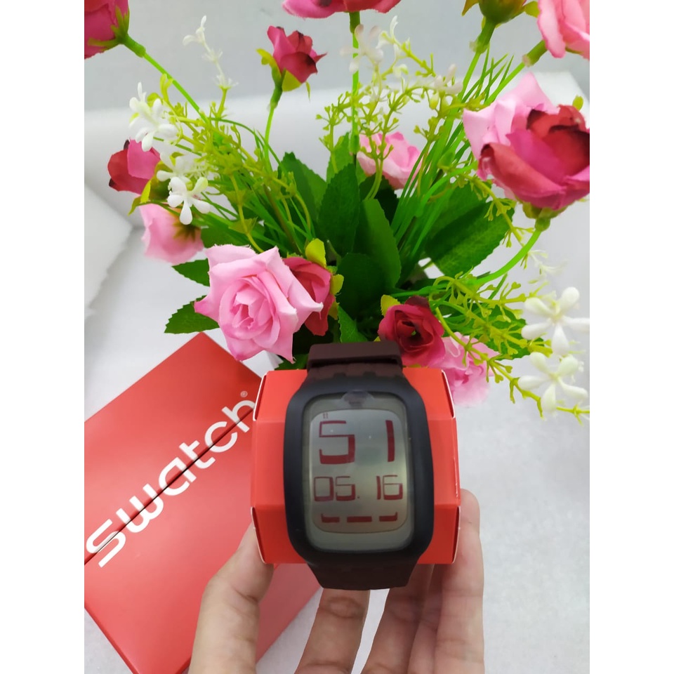 Jam Tangan Swatch SURB113 Brown Tip Touchscreen Original Bergaransi Resmi