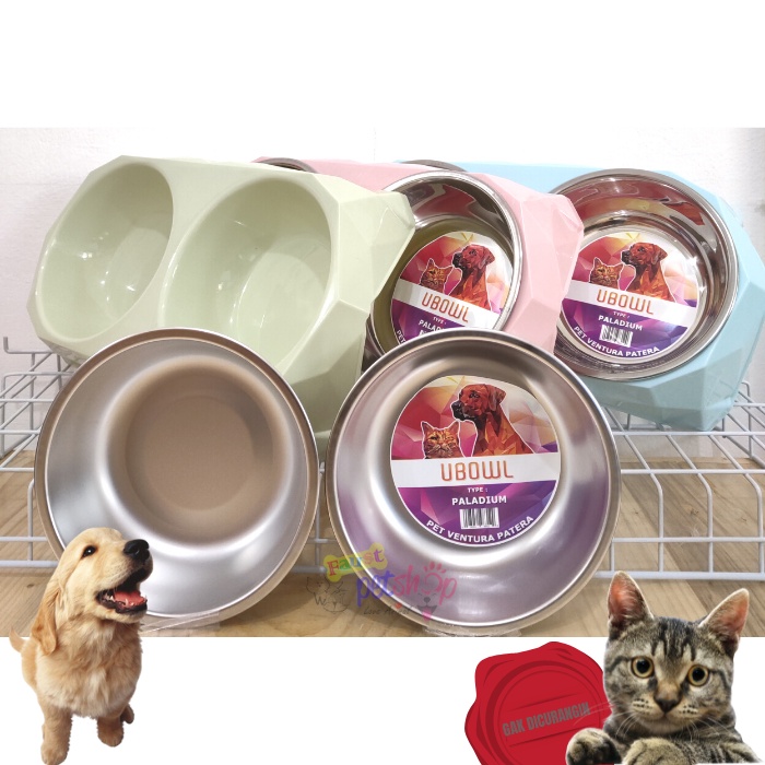 Ubowl Paladium Double Tempat Makan Minum Anjing Tempat Makan Minum Kucing Tempat Makan Anjing Tempat