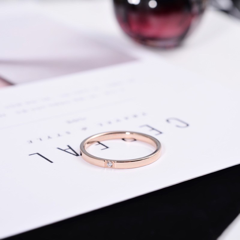 Cincin Titanium Mini Korea Wanita CK012 warna rose gold untuk cincin kawin nikah fashion set midi