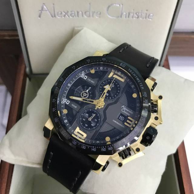 Jam tangan Pria Alexandre Christie AC 6373 Black Gold