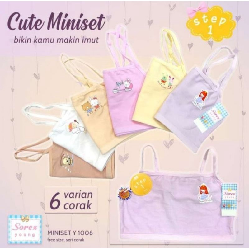 Sorex Cute Miniset Anak Remaja Y1006 Step 1 Free Size Tanpa Kawat