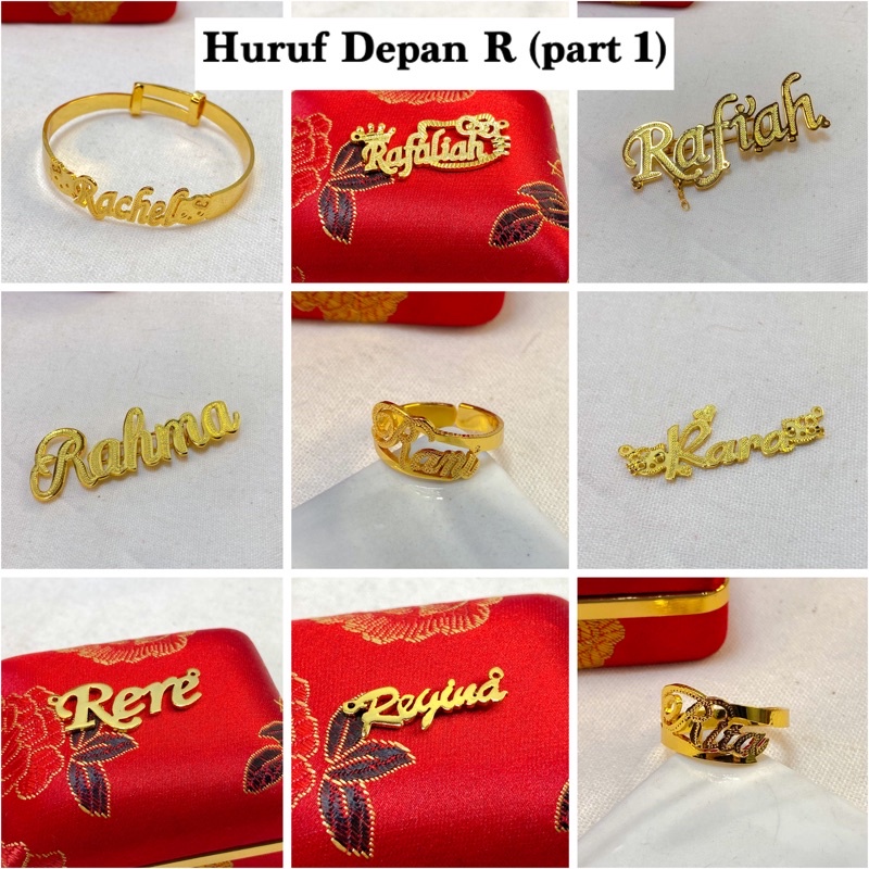 Kalung Nama READY STOCK (Huruf Depan R) Titanium Anti Karat