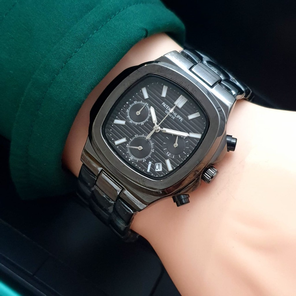 [ COD ] Jam Tangan Fashion Pria Patek Philip YL Stainless Steel Tanggal Aktif Free Box & Baterai