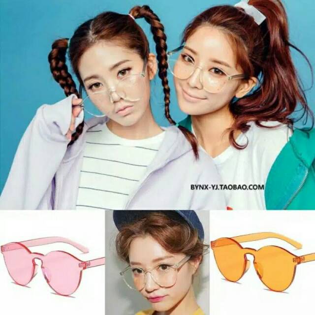 √BAYAR DITEMPAT√ Kacamata Warna  Transpran Simple Tanpa Frameless Sunglasses