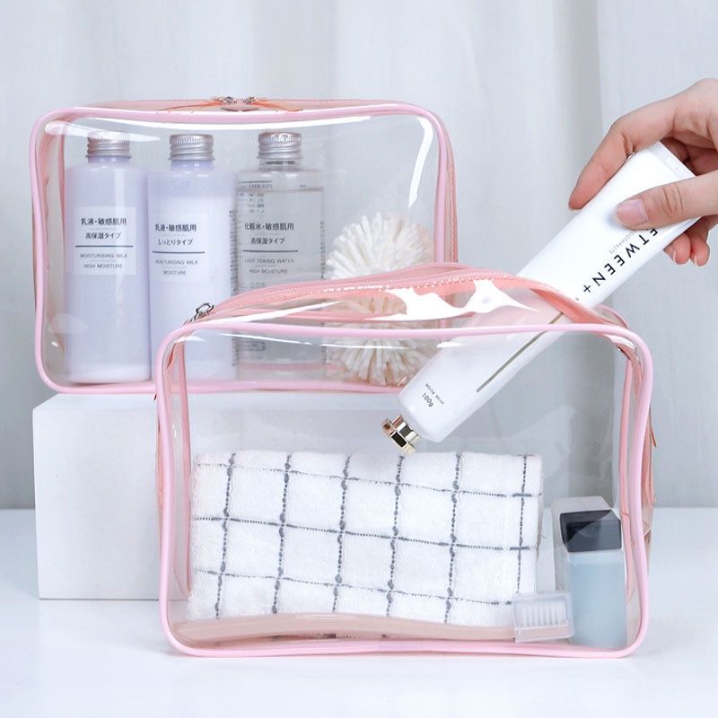 [COD] Tas Kosmetik Travel Anti Air / Travel Organizer Pouch Transparan Bahan PVC Pouch Make Up Skin Care Tempat Charger