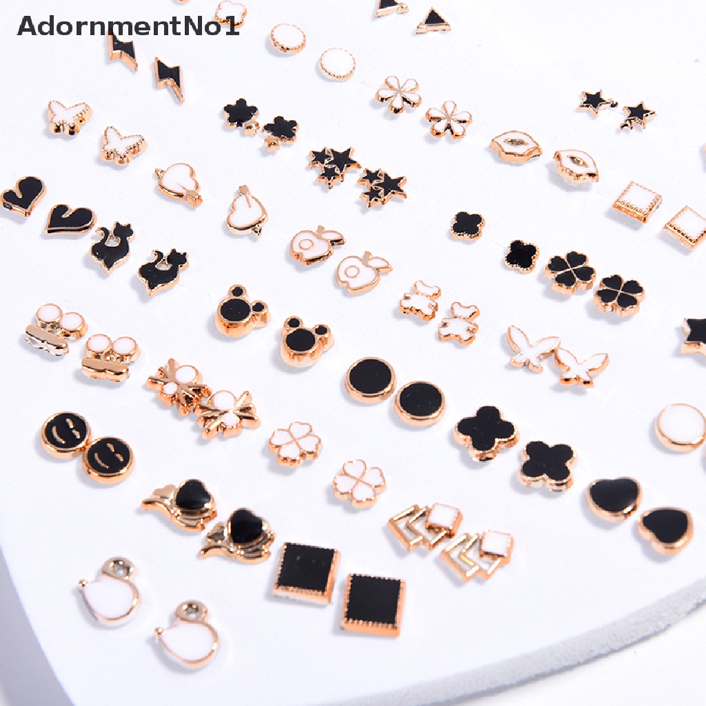 (AdornmentNo1) 36 Pasang / Set Anting Tusuk Motif Bunga Aksen Kristal Diamante Untuk Perhiasan Wanita / Anak Perempuan