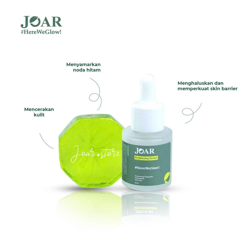 ORIGINAL !! -  JOAR BRIGHTENING SOAP &amp; SERUM JOAR SKINCARE 1 Paket sabun dan serum FREE 3 BONUS / Sabun Cuci Muka Pencerah Wajah / Facial Wash Glowing / Sabun Wajah Pria Wanita Jerawat / Serum Acne BPOM