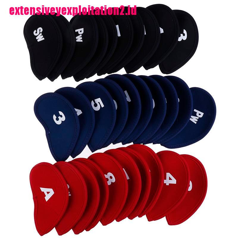 &lt; E2id &amp; &gt; 10pcs Cover Pelindung Kepala Tongkat Golf Bahan Neoprene