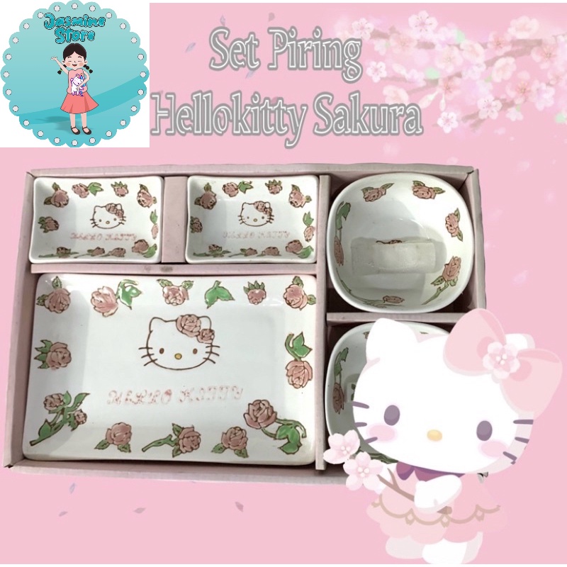 Set Keramik Hellokitty/Tea Pot Tea Set Teko Minum Teh Gelas Keramik Mini Motif Hellokitty/Piring Keramik Hellokitty/Set makan keramik hello kitty piring hello kitty mangkok hello kitty sendok hello kitty/Hellokitty Set Piring Keramik