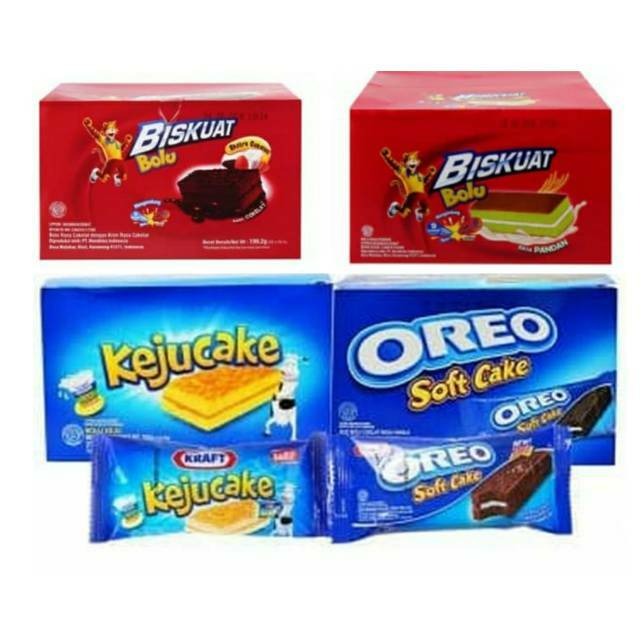 

OREO Soft Cake / Biskuat Bolu Cokeat Pandan / Kejuacake Keju cake (1 box isi 12)