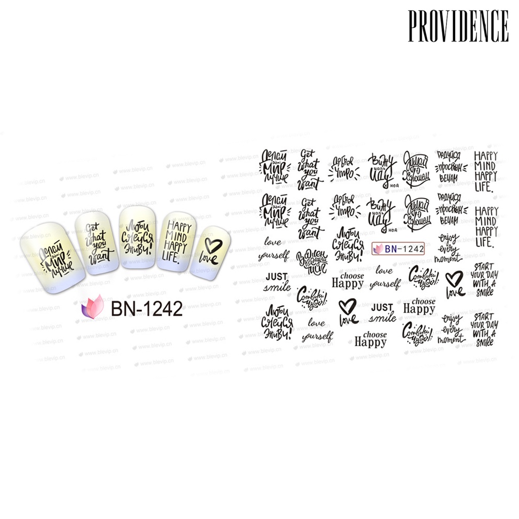 Providence Nail Sticker Water Transfer Letters Pattern Durable Nail Art Paper-made Sticker For Festival