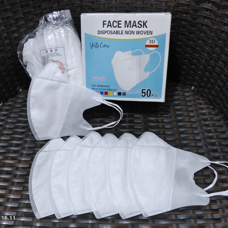 Face mask duckbill protective 3ply (50pc) premium mask garis seperti sensi/masker duckbil Y&B care-Y&B putih new