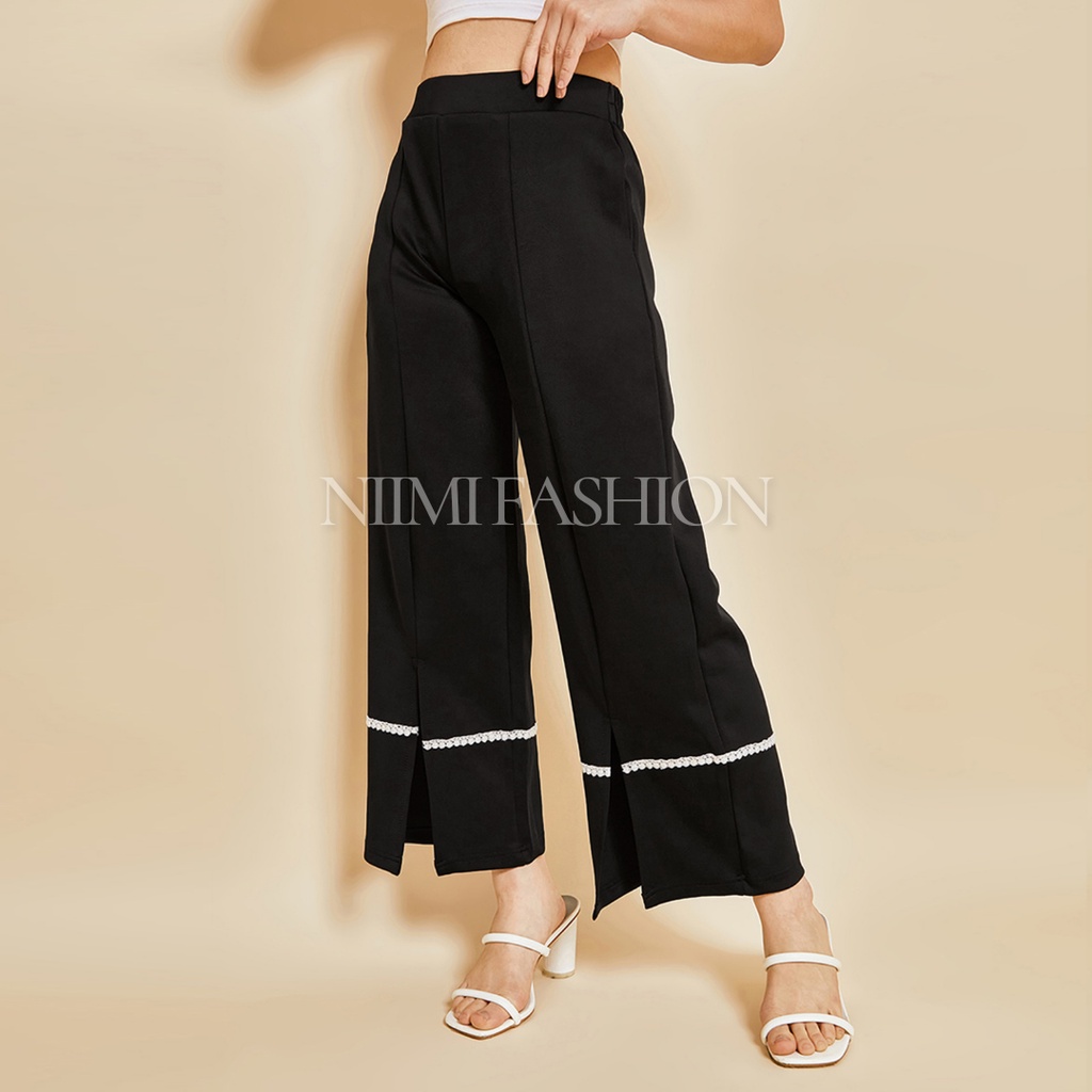 NIMI - Naomi Cullotes Celana Kulot Scuba Panjang High Waist Wanita