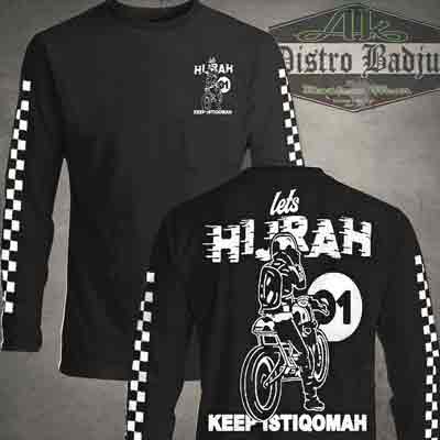 Kaos Islami Lets Hijrah Keep Istiqomah Hitam Tangan Panjang