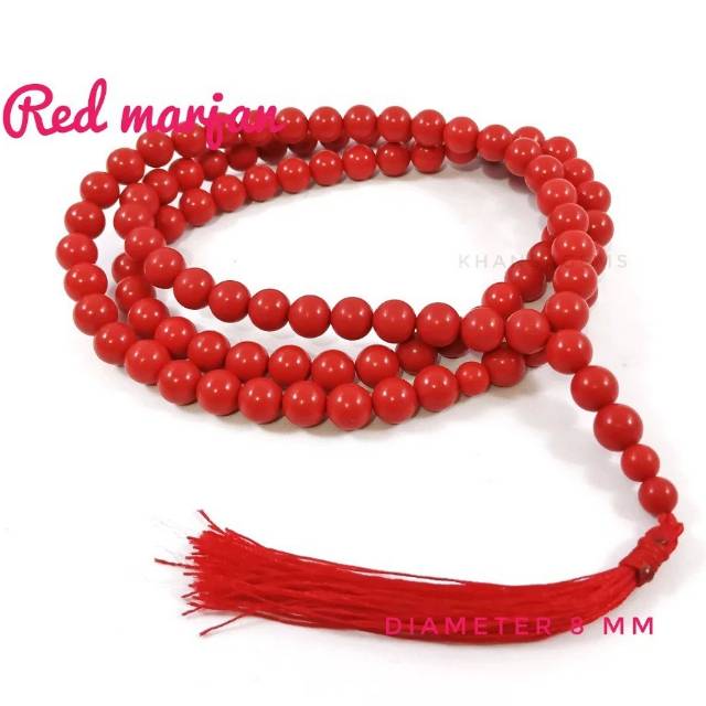 TASBIH BATU RED MARJAN DIM 8 MM ISI 99 BUTIR PERLENGKAPAN IBADAH SHOLAT DZIKIR FASHION MUSLIM RAMADHAN SALE