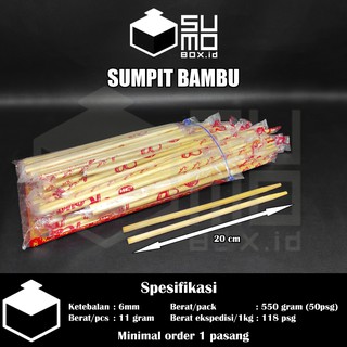 [1 PAK ISI 50] Sumpit bambu sekali pakai / Sumpit kayu super sumpit mie bakmi good quality