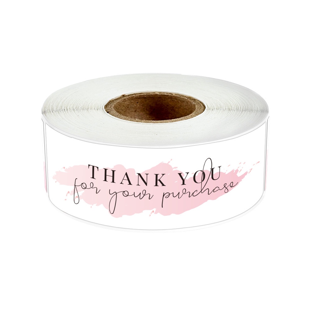 [120Pcs/Roll] Sticker Label Thank You Pink Warna Pastel / Stiker ThankYou Gulung Packaging Olshop