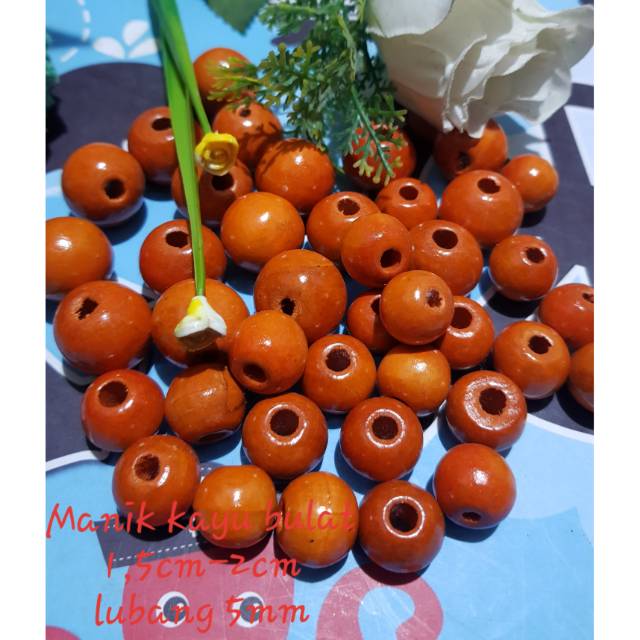 Manik kayu bulat/warna orange