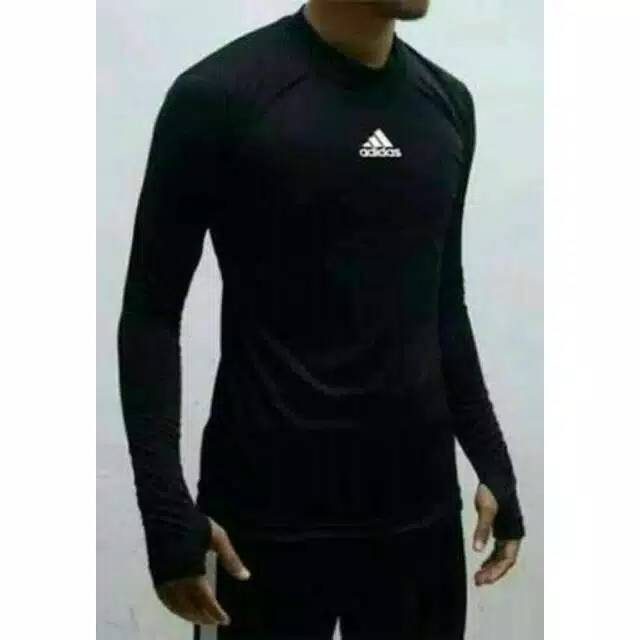  Baju  manset  baju  baselayer thumbhole hitam lengan panjang 