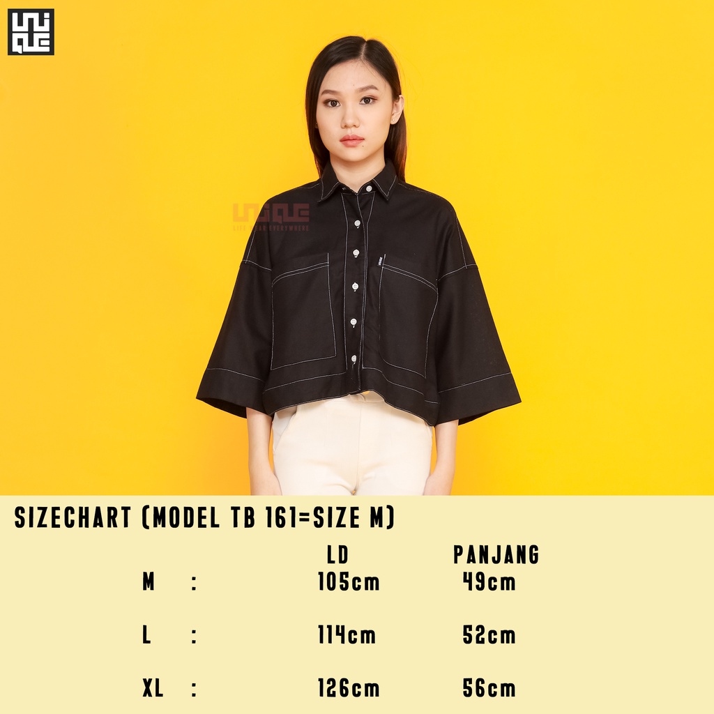 UNIQUE - (Outer Linen) Kemeja Croptop Oversize Black