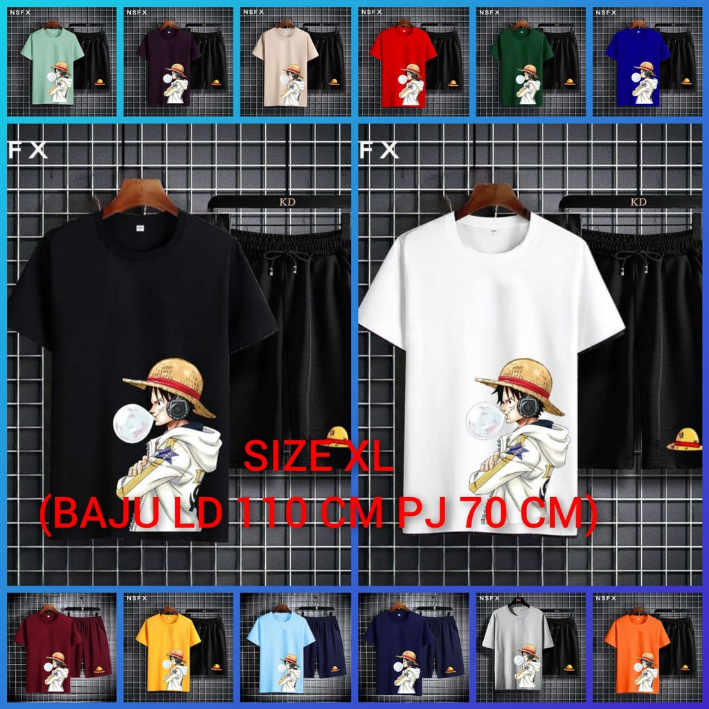 BISA COD/JHOSE/STELAN LUFFY PERMEN ONEPIECE/SET BAJU SAMA CELANA/UNISEX