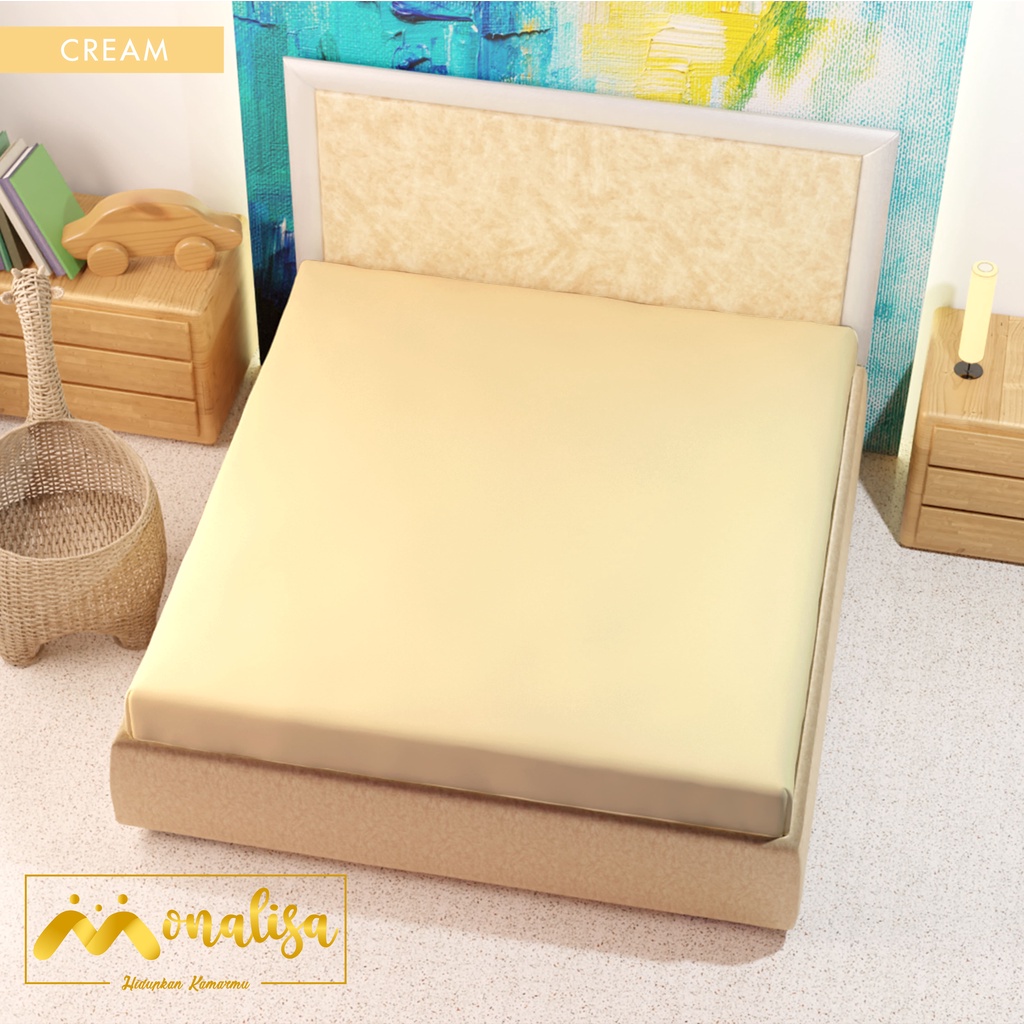 GROSIR SPREI WATERPROOF MONALISA UKURAN 180X200 DAN 160X200 TINGGI 20-cream