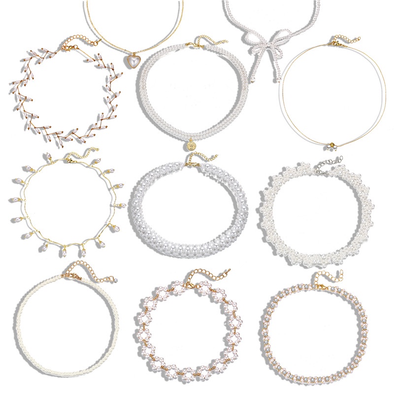Kalung Choker Rantai Liontin Mutiara Gaya Retro Vintage Untuk Wanita