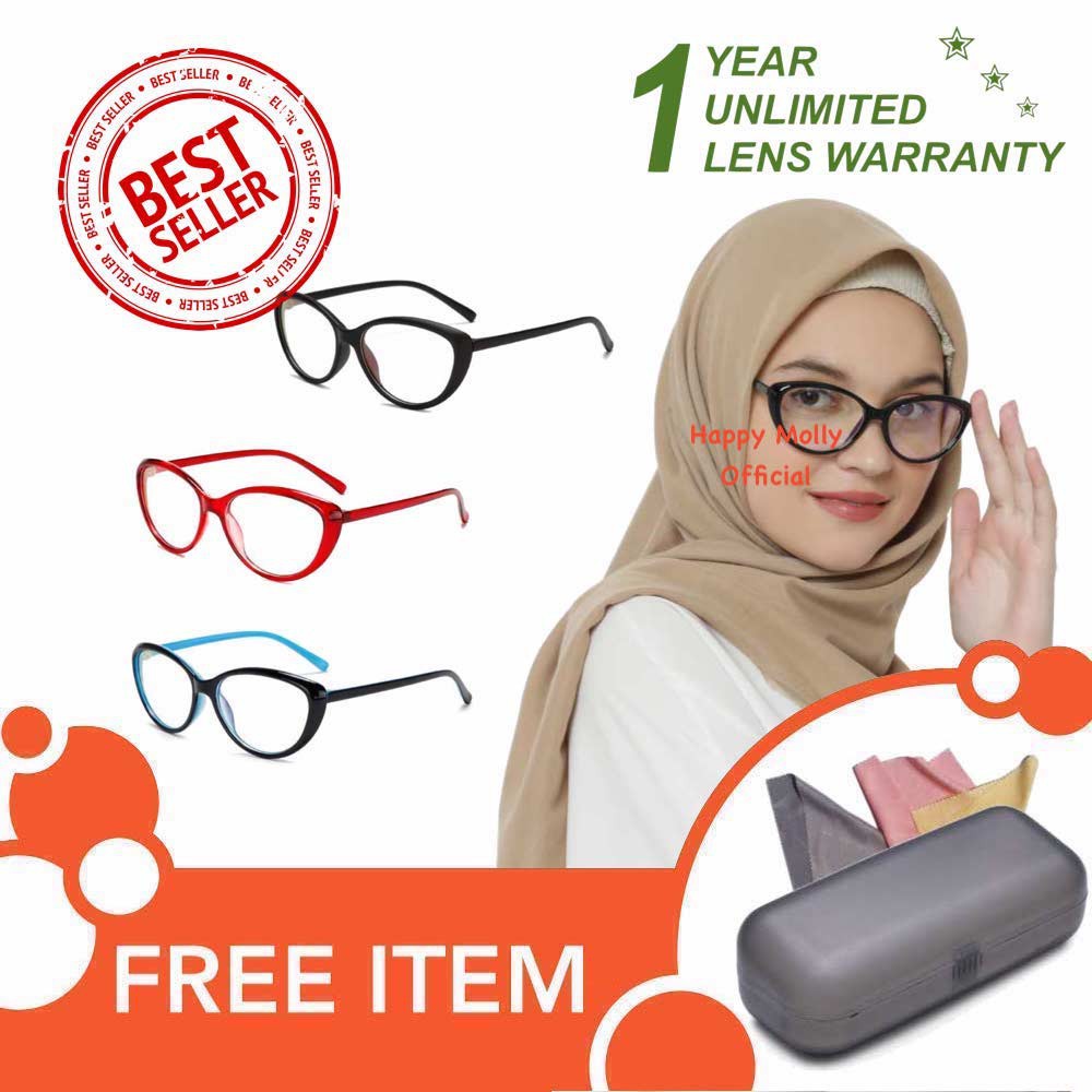 Kacamata Anti Radiasi (Design Korea) Pria dan Wanita Hijab - HM446 ( Group ) FREE Kotak &amp; Lap