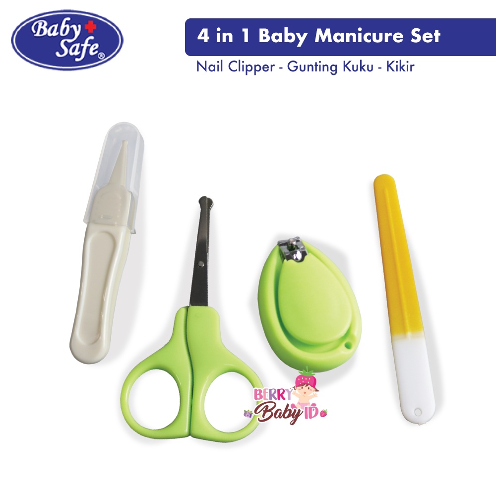 Baby Safe Paket 4-in-1 Manicure Set Gunting Kuku Bayi Nail Clipper Pinset dan Kikir BBS042 Berry Mart