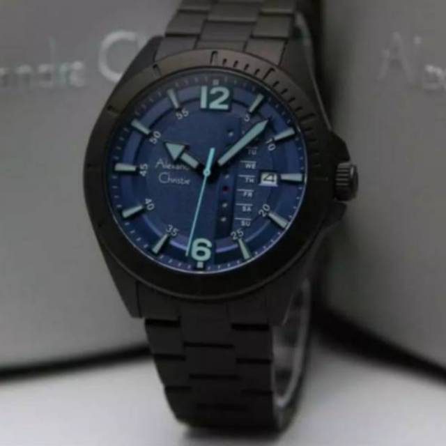Jam Tangan Alexandre Christie 6535 Pria Black Blue Original