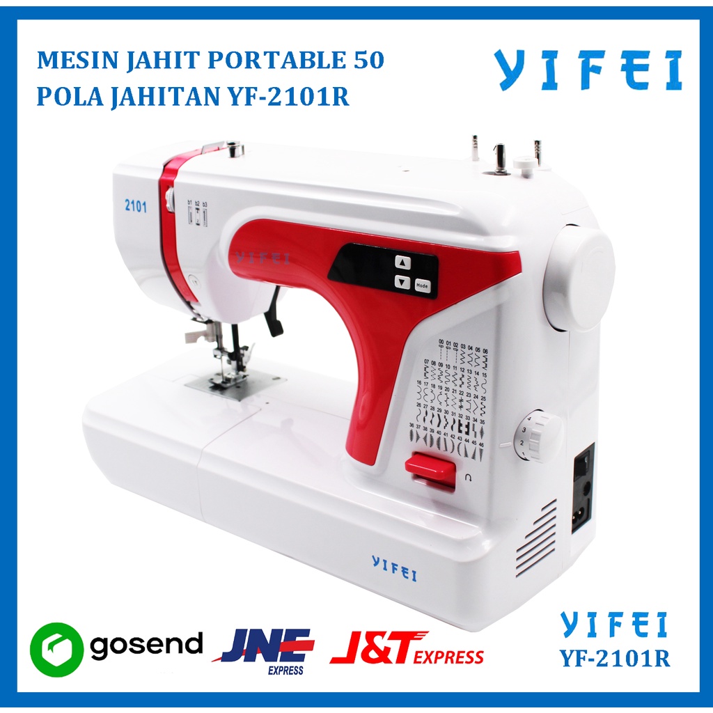 MESIN JAHIT PORTABLE 50 POLA JAHITAN YIFEI YF-2101R WARNA MERAH