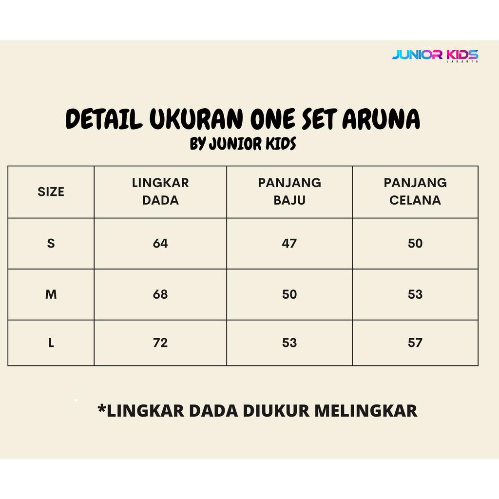 Junior kids - one set aruna setelan anak perempuan usia 3-7 tahun set anak anak cewe