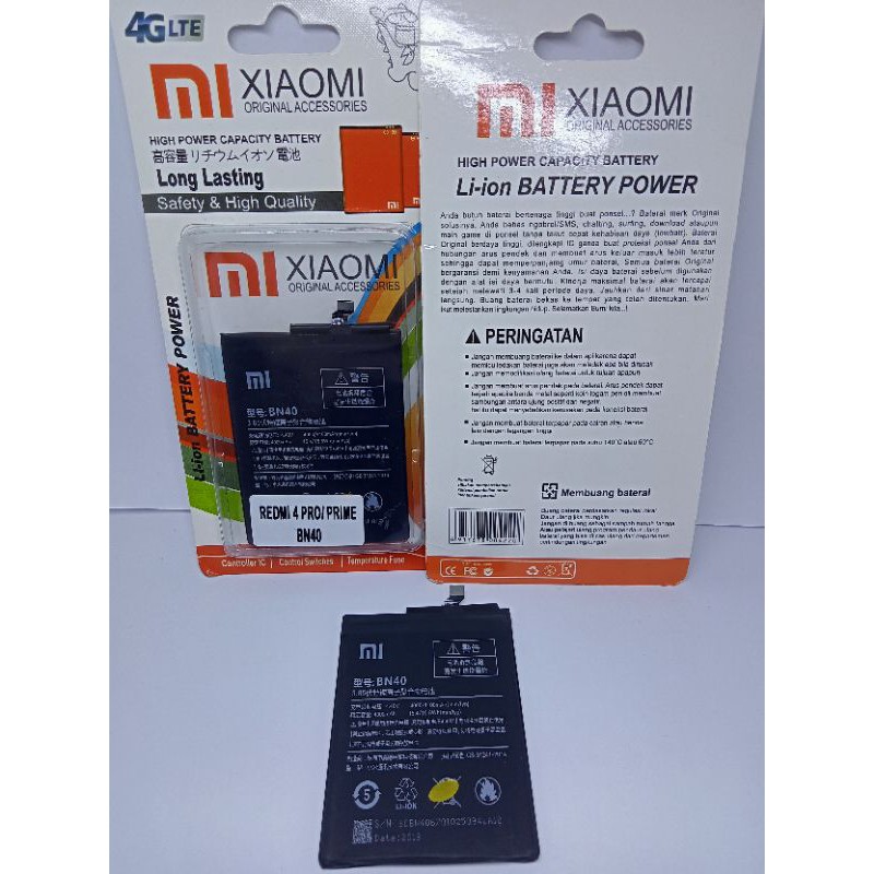 BATERAI - BATRAI - BATRE ORIGINAL XIAOMI REDMI 4PRO - REDMI 4 PRIME - BN40 BATRAI - BATRE
