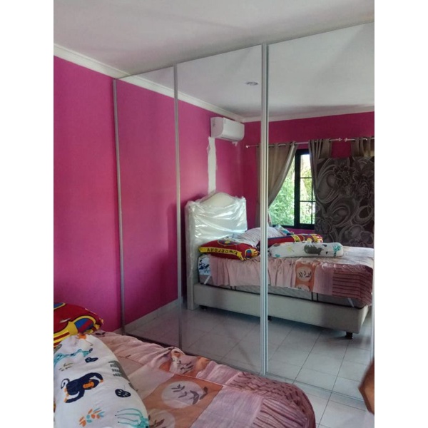 lemari pakaian 250x300 pintu sliding 3 pintu full cermin rel gantung lemari mewah minimalis