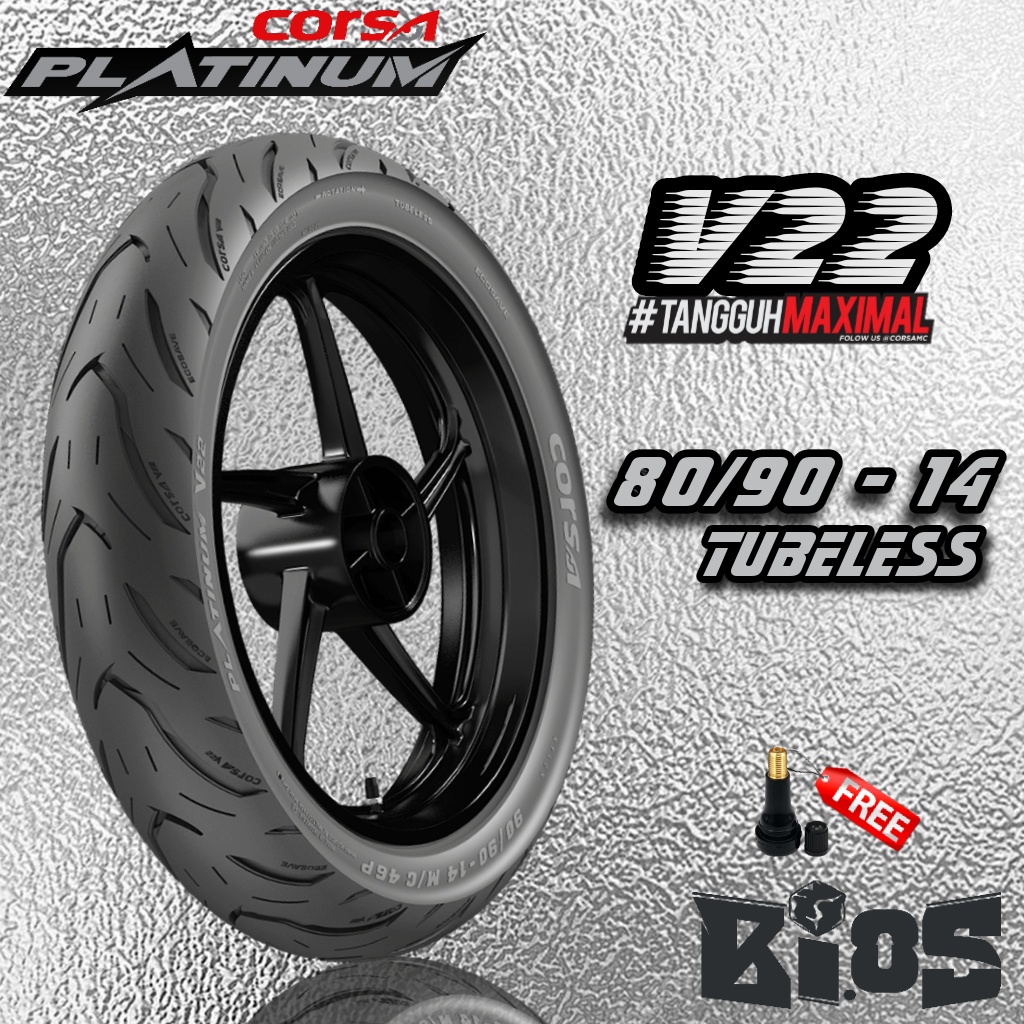 BAN CORSA PLATINUM V22 80/90-14 TUBLESS BAN MATIC MIO BEAT SERIES