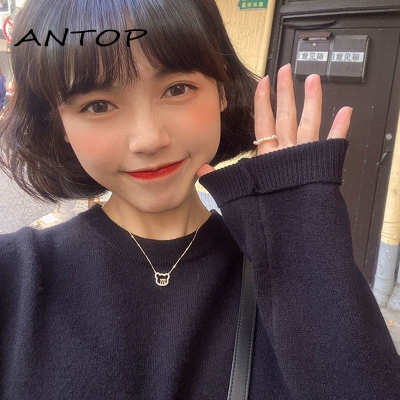 Beruang Kalung Wanita Sweater Wanita Panjang 2021 Baru Rantai Klavikula Wanita Fashion Aksesoris  ANTOP