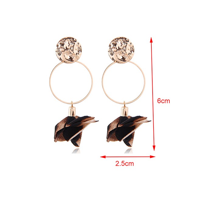 LRC Anting Tusuk Fashion Gold Flower Earrings A58800