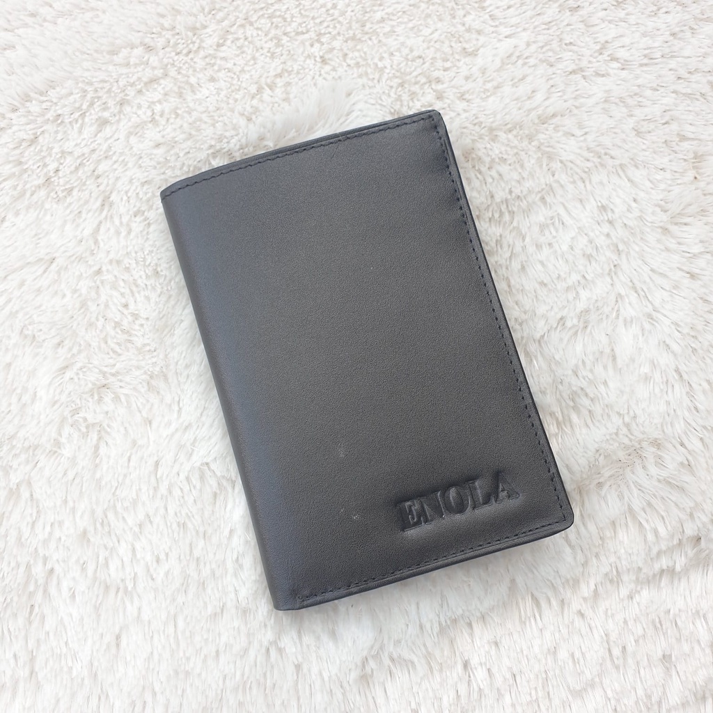 ENOLA Dompet Pria Kulit Asli Model Lipat Buku Paspor Berdiri 3/4 Dompet Kulit Sapi Asli 3412 Enola Original-7