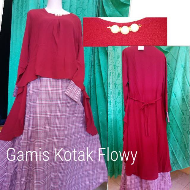 Gamis Cantik Kekinian. GAMIS REMAJA MOTIF KOTAK. gamis Toyobo motif kotak