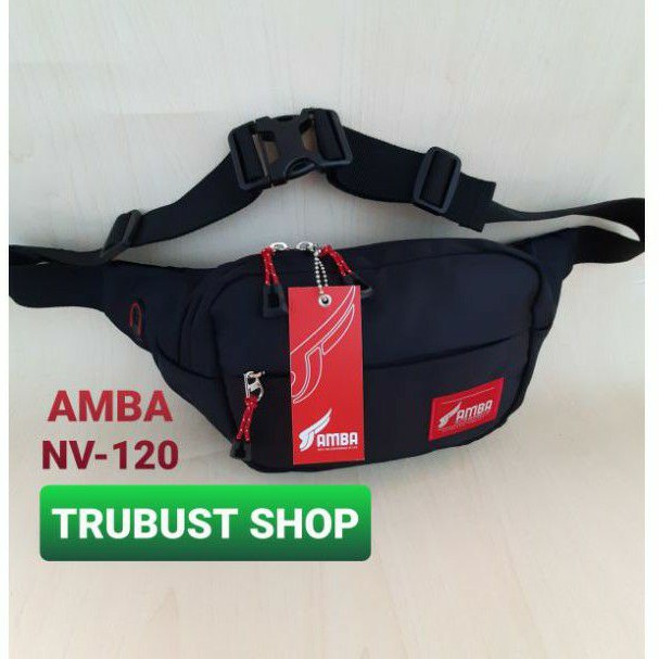 tas slendang waistbag sling bag warna hitam AMBA NV-120