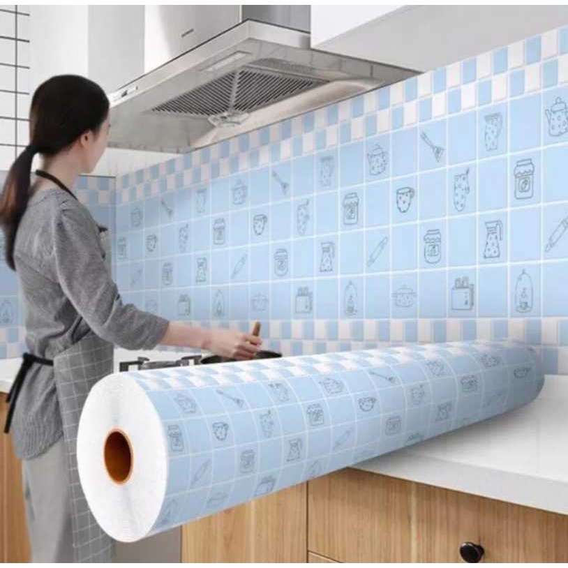 Wallpaper Sticker Dapur Anti Air 5M x 60cm / Minyak Panas / Kitchen Sticker Dinding COD GM121