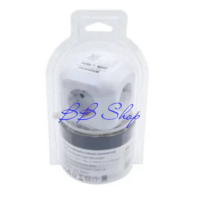 Krisbow Stop Kontak Kubus 4 Socket Dengan 2 Port USB