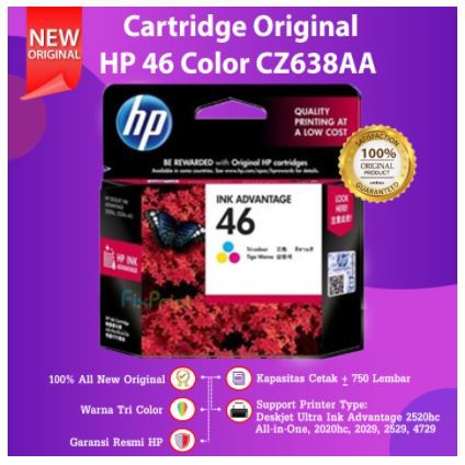 ink cartridge hp 46 colour cz638aa for printer 2020hc 2029 2520hc 4729 2529 original - Tinta 46 color