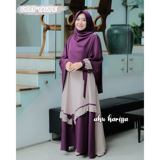 READY YUNISA SET SYAR'I AKU KARISSA ORI//GAMIS BEST SELLER WARNA BARU-Deeptaupe