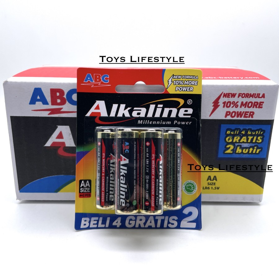 Batu Baterai ABC Alkaline AA / A2 &amp; AAA/A3 Battery 1.5V (4+2)