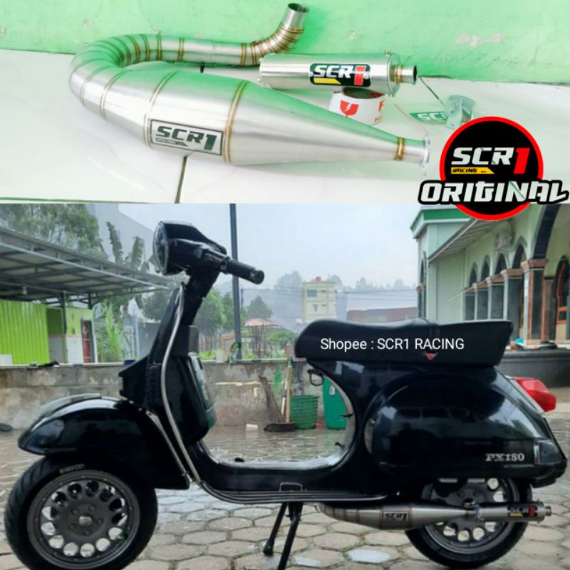 Knalpot Vespa Px150 Model Kiri - Buang Kiri Stainless
