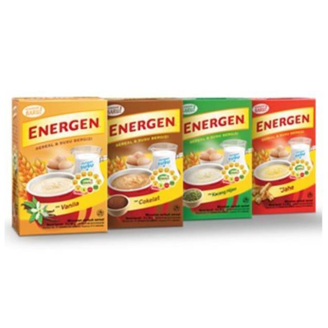 

Energen sereal 29 gr x 10 vanila, coklat, kacang hijau, jahe