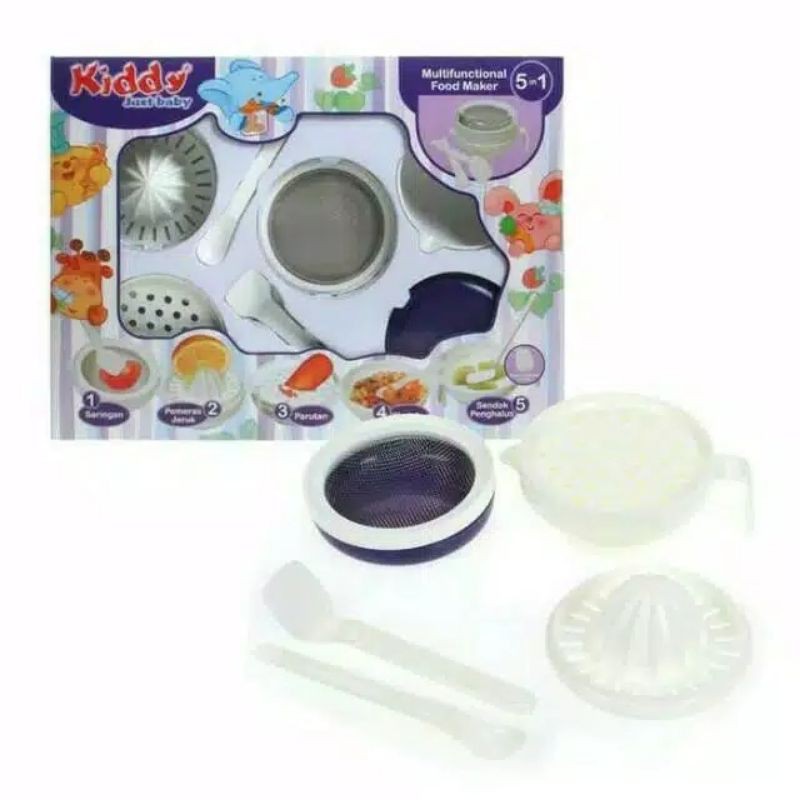 Kiddy Food maker 8501 S1 ALAT MAKAN BAYI SET PERALATAN MAKAN BAYI - PERALATAN MPASI BAYI LENGKAP - FOOD MAKER KIDDY UNGU 8501