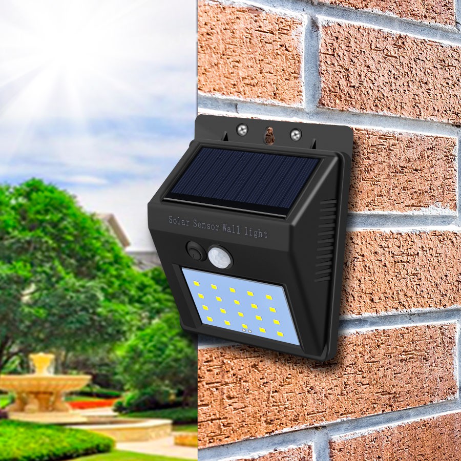 Lampu Solar Sensor Gerak Outdoor Weatherproof 20 LED 1 PCS - L23 - Black