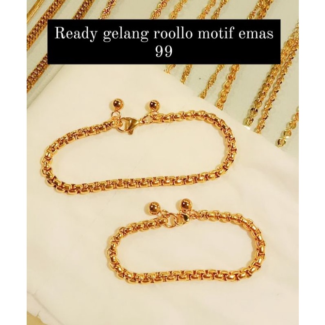 gelang rollo motif emas 99